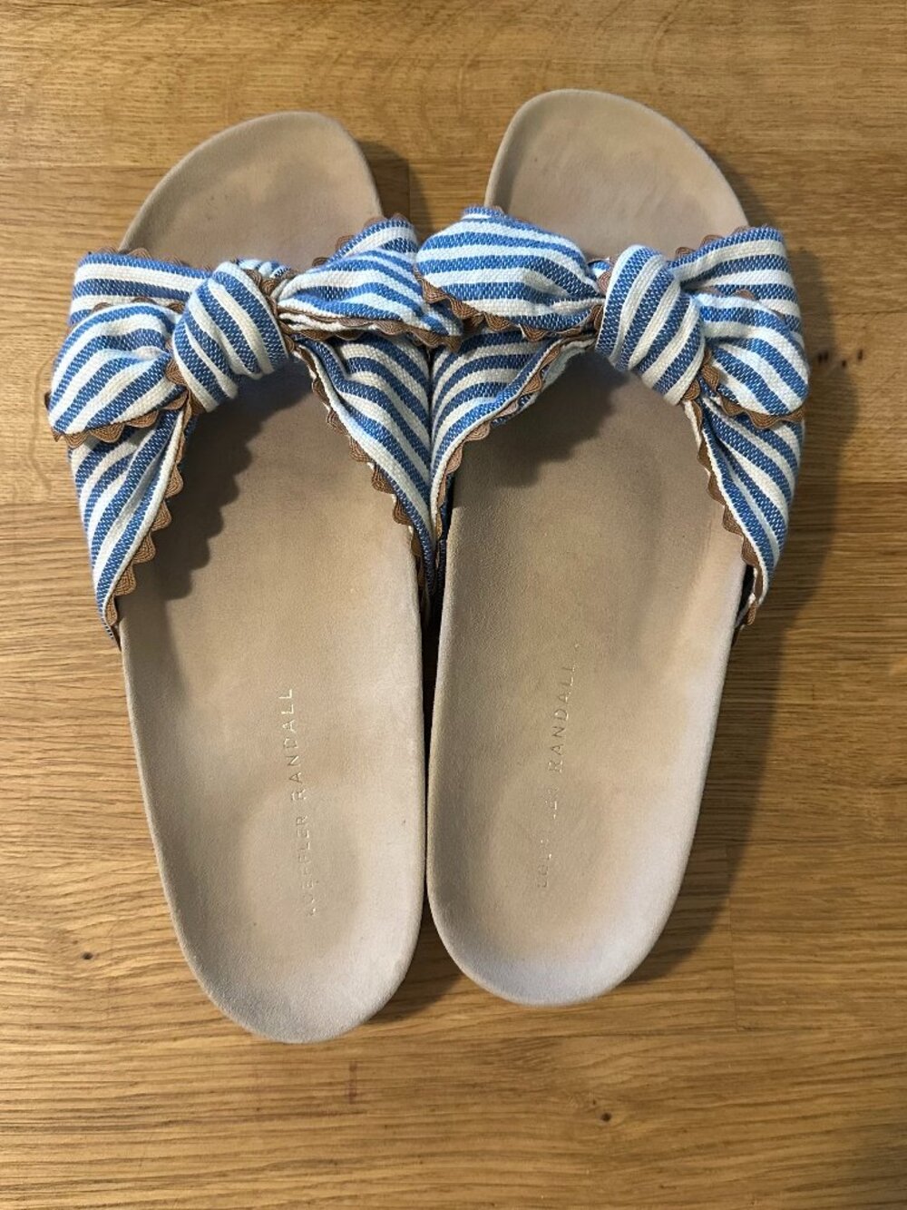 Loeffler Randall Beattie Knotted Striped Pool Slide Sandal Size 9